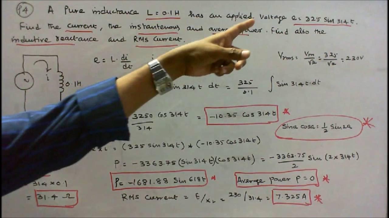 100 PROBLEMS IN AC CIRCUITS PART 07 SIX PROBLEMS ON RESISTOR, PURE INDUCTOR AND CAPACITOR