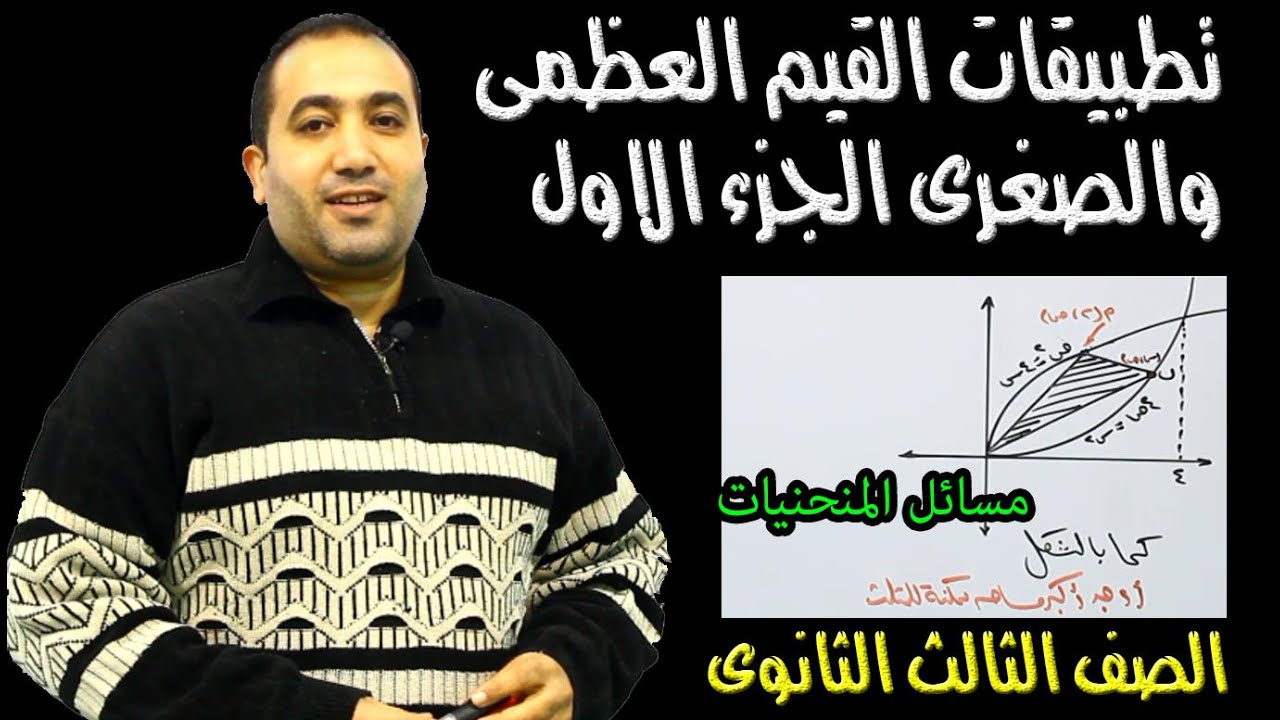 تطبيقات على القيم العظمى والصغرى (تفاضل )(الجزء الاول مسائل المنحنيات )الصف الثالث الثانوى