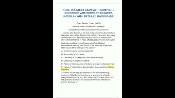 Latest NBME 30 LATEST EXAM WITH COMPLETE QUESTIONS AND CORRECT ANSWERS RATED A WITH DETAILED RATIONA