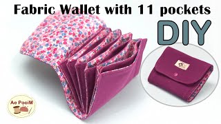 Very easy making, Fabric wallet with 11 pockets