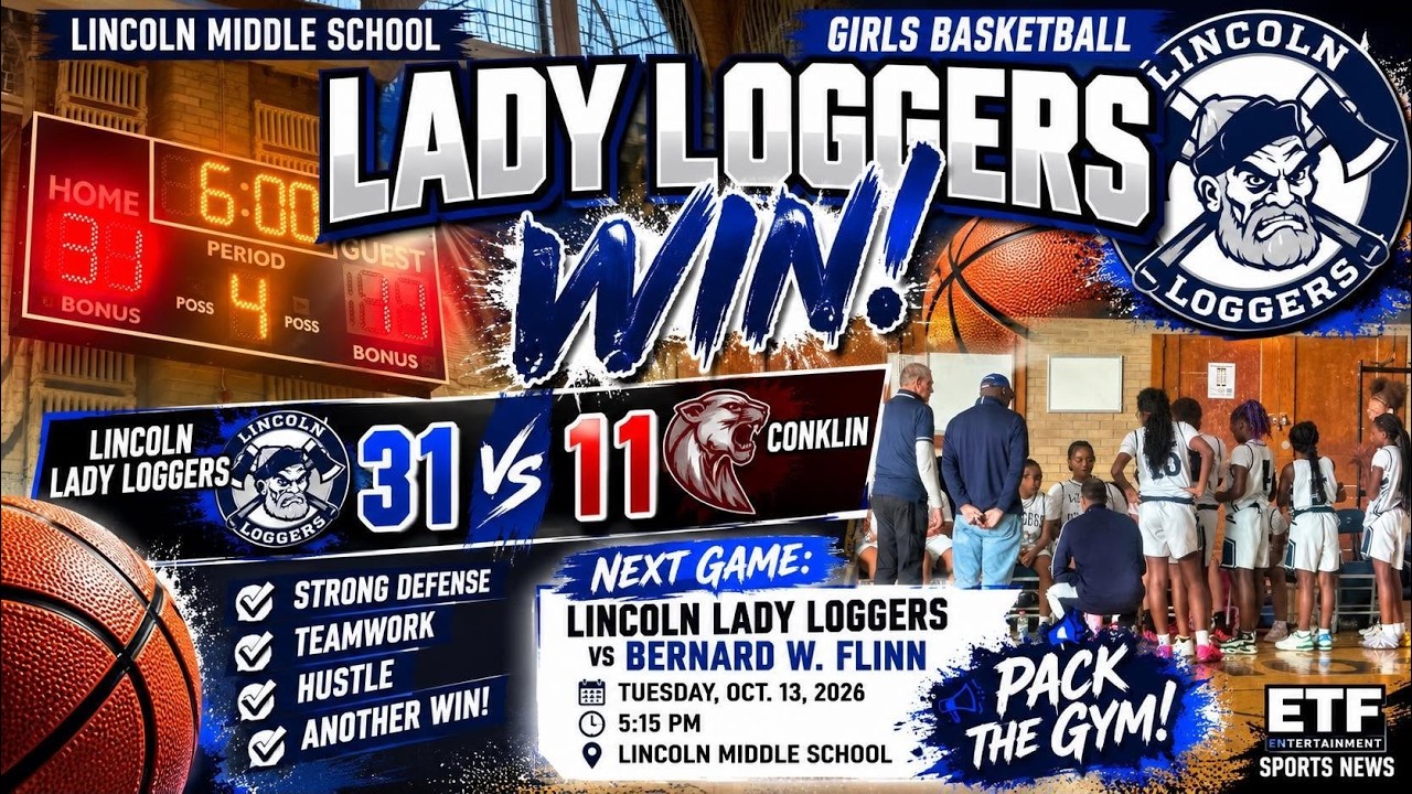 🏀 Lady Lincoln Loggers Take Down Conklin 31–11 in High-Energy Home Victory
ROCKFORD, IL — The Lincoln Middle School Lady Loggers basketball team added another strong performance to their season, def
