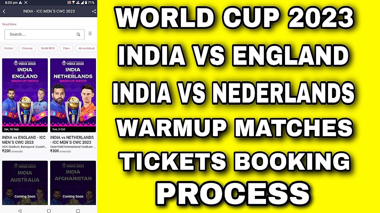 icc world cup 2023 india vs england world cup warmup match tickets | india vs nederlands warm match
