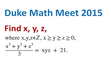 Find non-negative integers x, y, z, which satisfy a cubic equation. Duke Math Meet|Math  competition