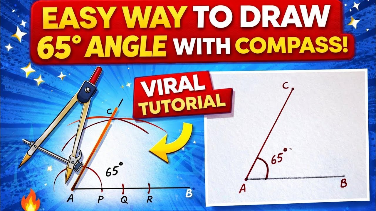 How to 65 angle With Compass#65 Degree angle With Protector - YouTube