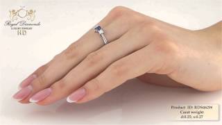 Diamantringe - RDS462W-0.25 - 18kt Weißgold Ring mit einem Saphir und Princess Schliff Diamanten