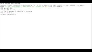 Python program : WAP to calculate BMI 