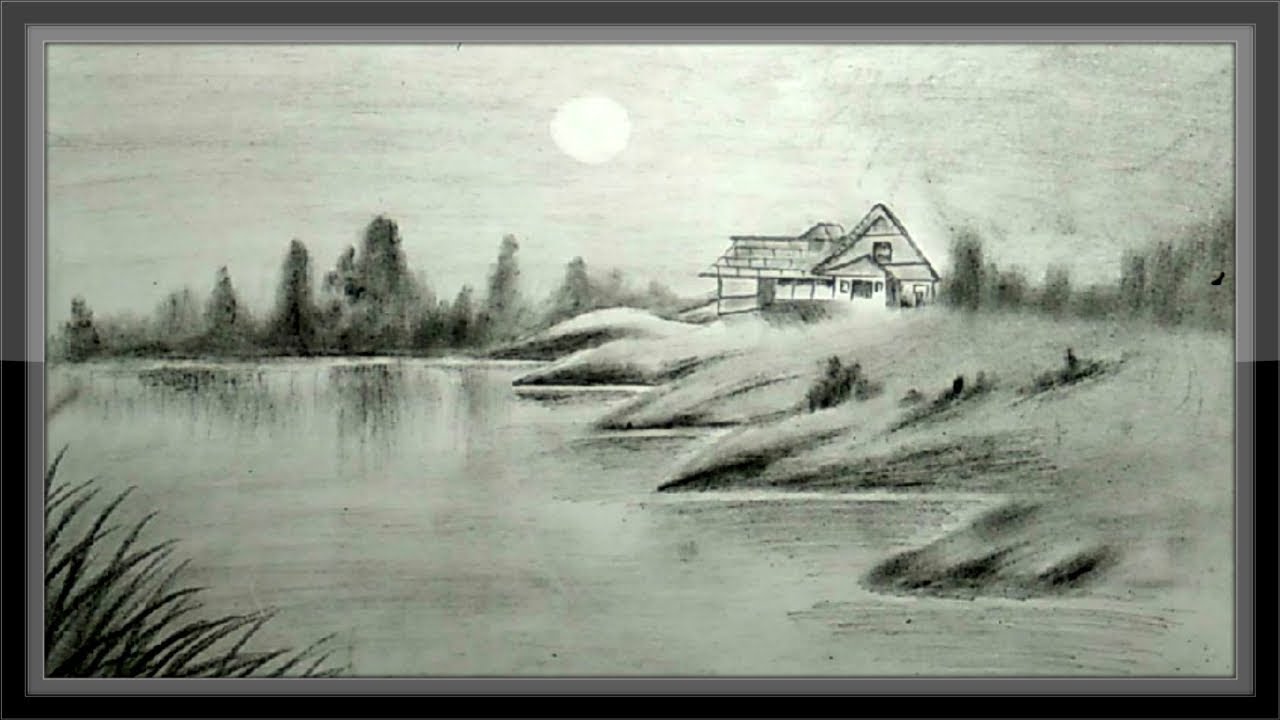 Simple Pencil Drawing Landscape Step By Step Easy - YouTube