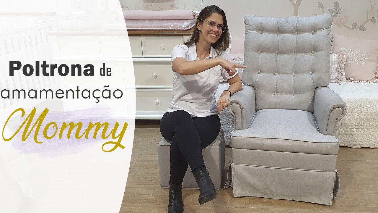 Poltrona de Amamentação Mommy com Puff e Balanço Linen Cinza - lilibee -  mobile