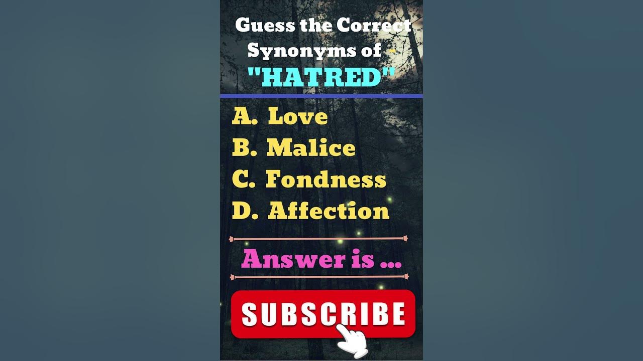Guess the Synonyms of - "Hatred". #shorts #youtubeshorts #shortsvideo