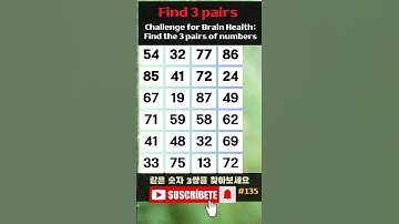 Find 3 pairs of equal numbers #135#brain #puzzle #dementia #quiz #mathstricks #mathematics #
