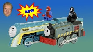 Venom Races Spiderman on Thomas Trackmaster Trains