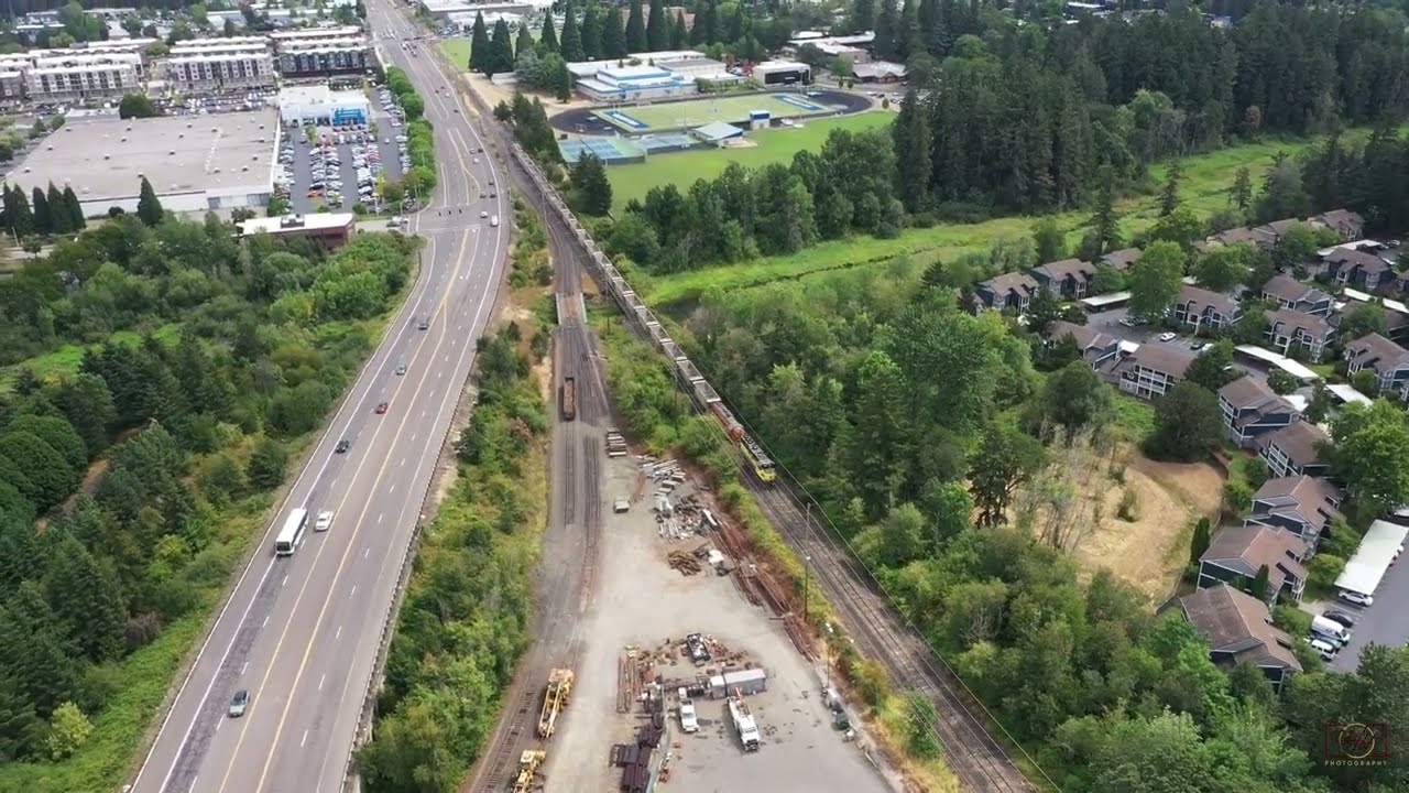 Drone chasing a freight train in Beaverton, Oregon