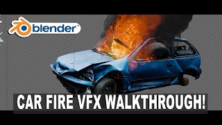 Car Fire in Blender: 3d Scene Walkthrough!