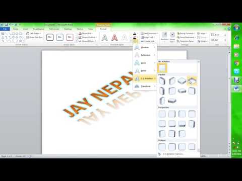 How to make 3D text in MS word 2010
