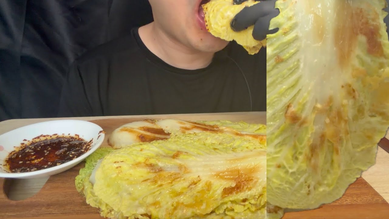 ASMR 집에서 만든 배추전 먹방 Korean Cabbage Pancake Mukbang eating