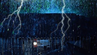 Rain on the Roof | Goodbye Stress to Sleep Instantly with Heavy Rain& Thunder in Rainforest at Night