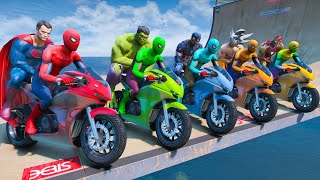 SUPERHEROES ON A MOTORCYCLE WITH SPIDERMAN SUITS - CHASED BY A POLICE CAR