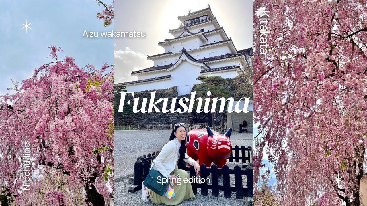 เที่ยวญี่ปุ่น Tohoku Fukushima อุโมงค์ซากุระริมทางรถไฟ Nicchu line ปราสาท Tsuruga เมือง Aizu