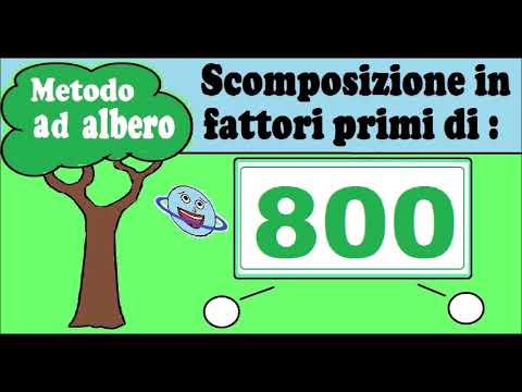 Scomposizione in fattori primi di 800. Metodo ad albero per scomporre il numero 800 in fattori primi