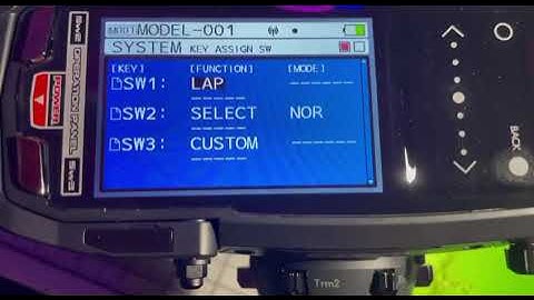 Sanwa M17 - where is steering reverse & how to assign gain for drift gyro to a trim switch