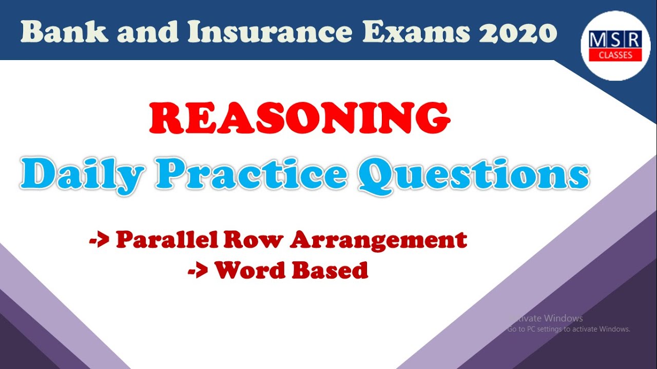 Parallel Row Arrangement || Reasoning Practice Questions || MSR Classes ...