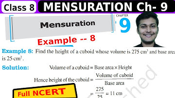 Example 8 Find the height of a cuboid whose volume is 275-Mensuration Class 8 - COMPLETE Math