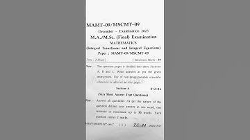 MSCMT 09 DEC 2023 PAPER | MSCMATH DEC 2023 PAPER | #vmou #mathematics #exam #mscmt09