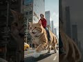 #riding a giant cat through city