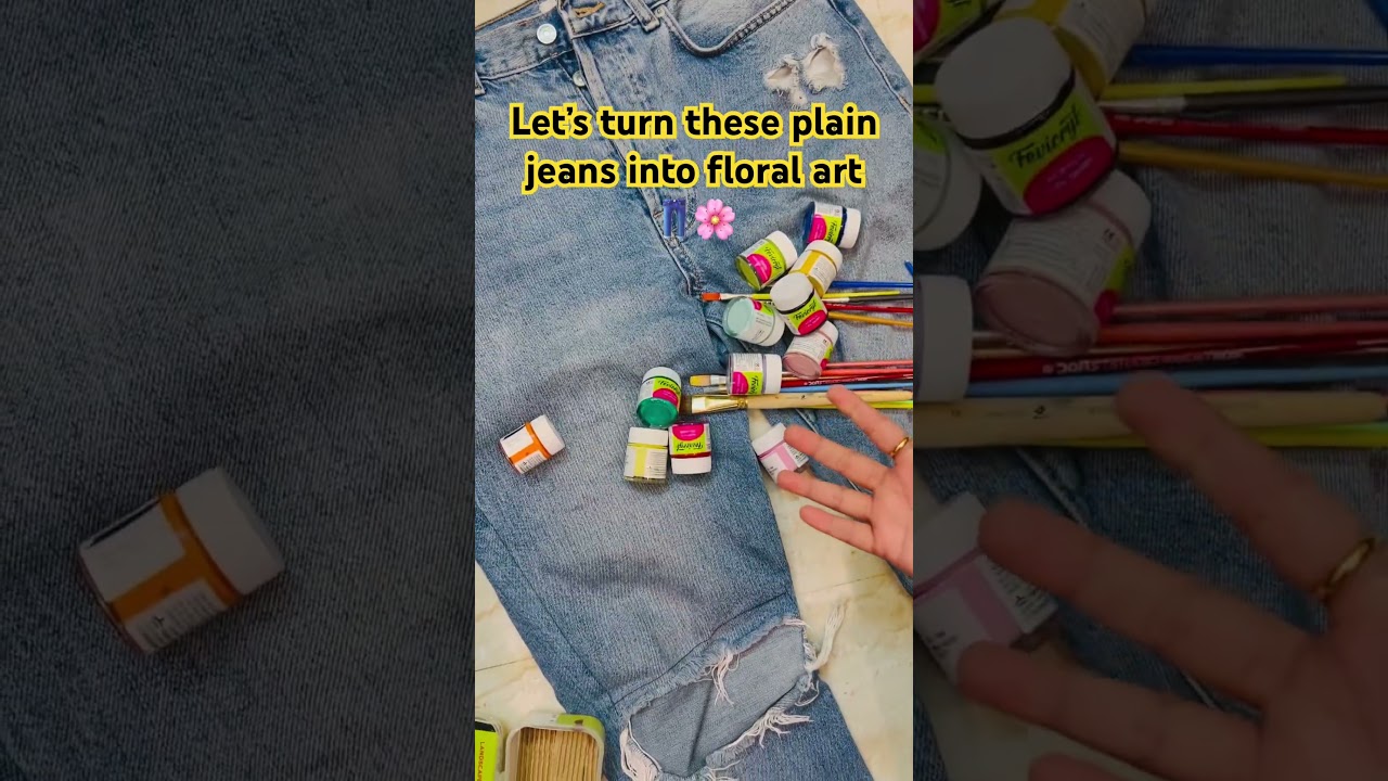 DIY painted jeans - Floral Painted Jeans | Hand-Painted Denim | Aesthetic Jeans Painting Part -1