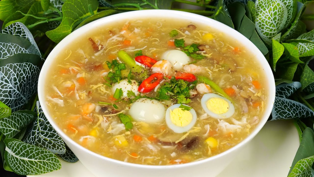 Súp TÔM THỊT RAU CỦ thơm ngon, bổ dưỡng. Súp không bị vữa, không bị chảy nước