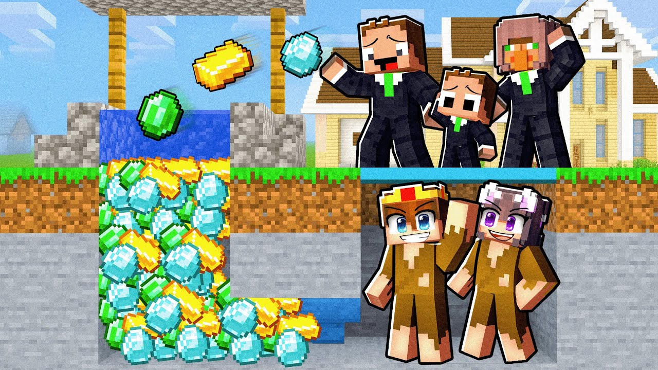 Arme Familie Semlaki Bauen Wunschbrunnen, um die Reiche Familie Billy Auszurauben in Minecraft!