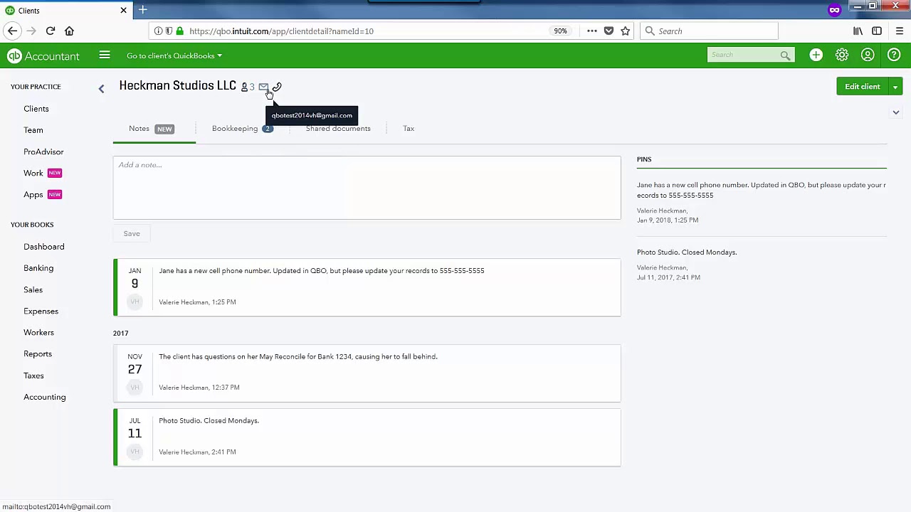 QBO Tools for Tax Pros from January 10, 2018 by Valerie Heckman YouTube