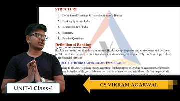Class 11 CBSE Banking Unit-1 Lecture-1 | Meaning and Functions of Banking