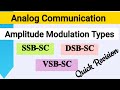 Quick Revision of Amplitude Modulation classifications| SSB-SC| DSB-SC| VSB-SC|Analog Communication