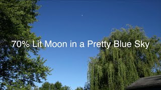 70% Moon in a Pretty Blue Sky - Canon EOS R Camera