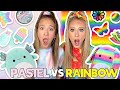 Pastel  vs rainbow  fidget slime  squishmallow shopping challenge