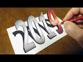 Happy New Year 2019 - Drawing 3D Number 2019 - Trick Art with Vamos
