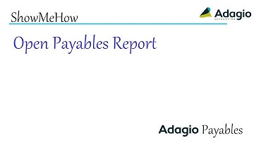 Adagio Payables - Open Payables Report