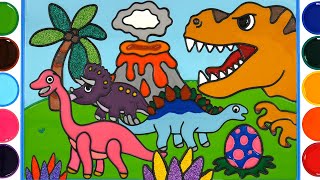 Dinosaur, Volcanic lava Jelly Painting & Coloring | Menggambar Dan Mewarnai dinosaurus screenshot 5