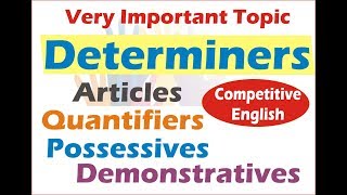 Determiners in English Grammar: Quantifiers, Articles, Demonstratives & Possessives in Hindi