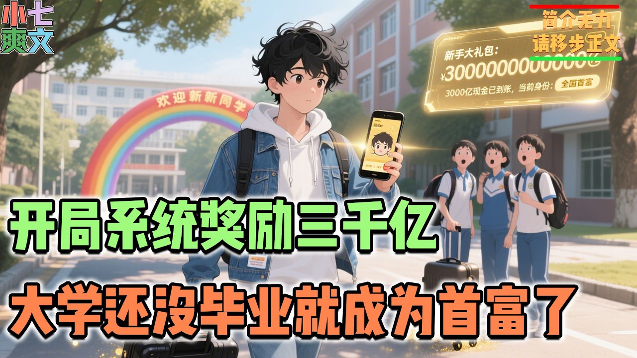 🔥开局系统奖励你3000亿现金，大一刚入学的你就成为了全国首富，成功走上人生巅峰！！#都市 #小说 #热血 #搞笑 #神豪 #系统 #funny #小七爽文 #小七爽文