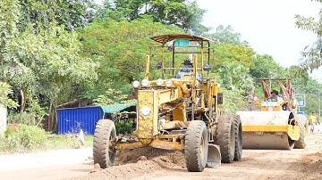 Great Work! Provincial Road Foundation Repair Technique With A Motor Grader & Road Roller Compactor