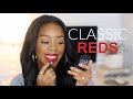 CLASSIC RED LIP LIPSTICKS YOU NEED + 2 EASY CLEAN UP TIPS! | CLASSIC BLUE REDS | Andrea Renee