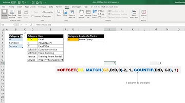 Excel Advanced  - Dependable Drop down Child List using OFFSET MATCH COUNTIF