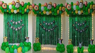 Jungle Theme Birthday Decoration Ideas At Home l Safari Theme Party Decoration Ideas