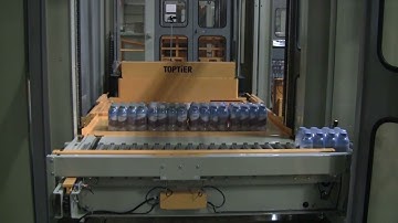 Palletizing water bottles with low-level infeed TopTier palletizer
