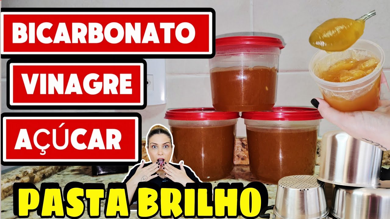 🔥PASTA BRILHO COM 500 ML DE ÓLEO FEITA EM MINUTOS! BICARBONATO VINAGRE  E AÇÚCAR!😱