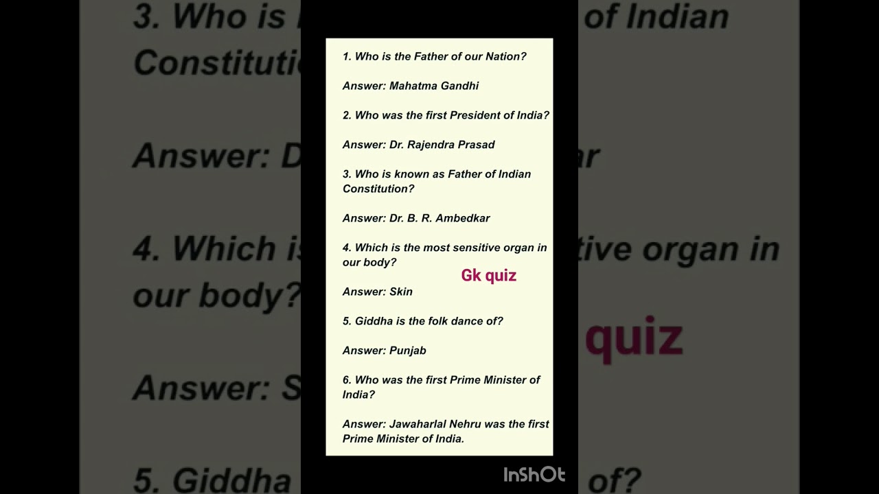 General knowledge short questions