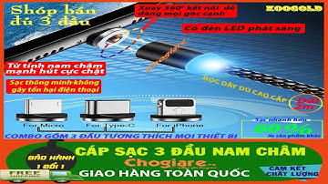 Cáp Sạc Nam Châm 3 Đầu, Có Led Phát Sáng, Cáp Sạc Thông Minh Cho Mọi Điện Thoại - Chogiare