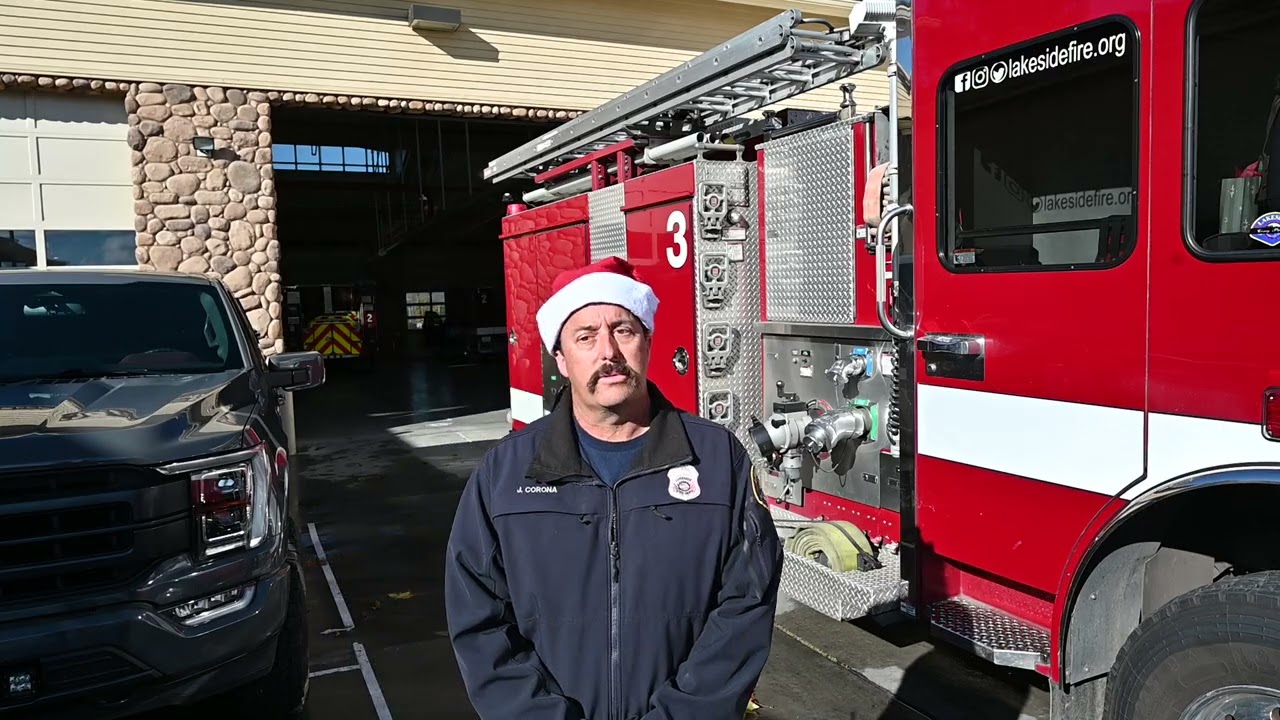 Captain Corona of the Lakeside Fire Protection District and Crew are preparing for toy delivery.